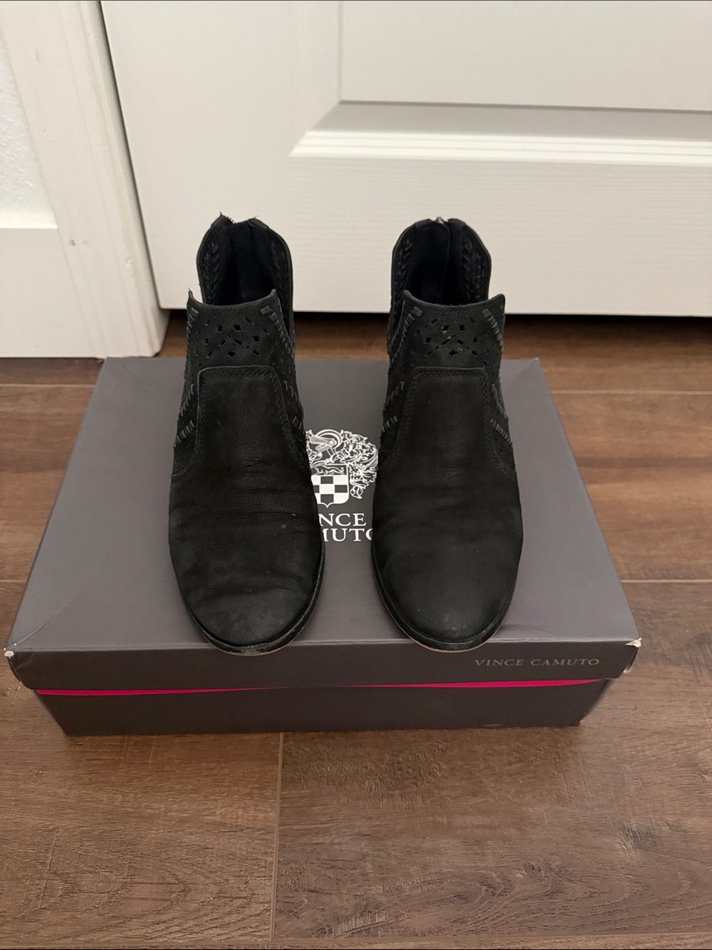 Vince Camuto Black Tumbelee Buff Goat Boots